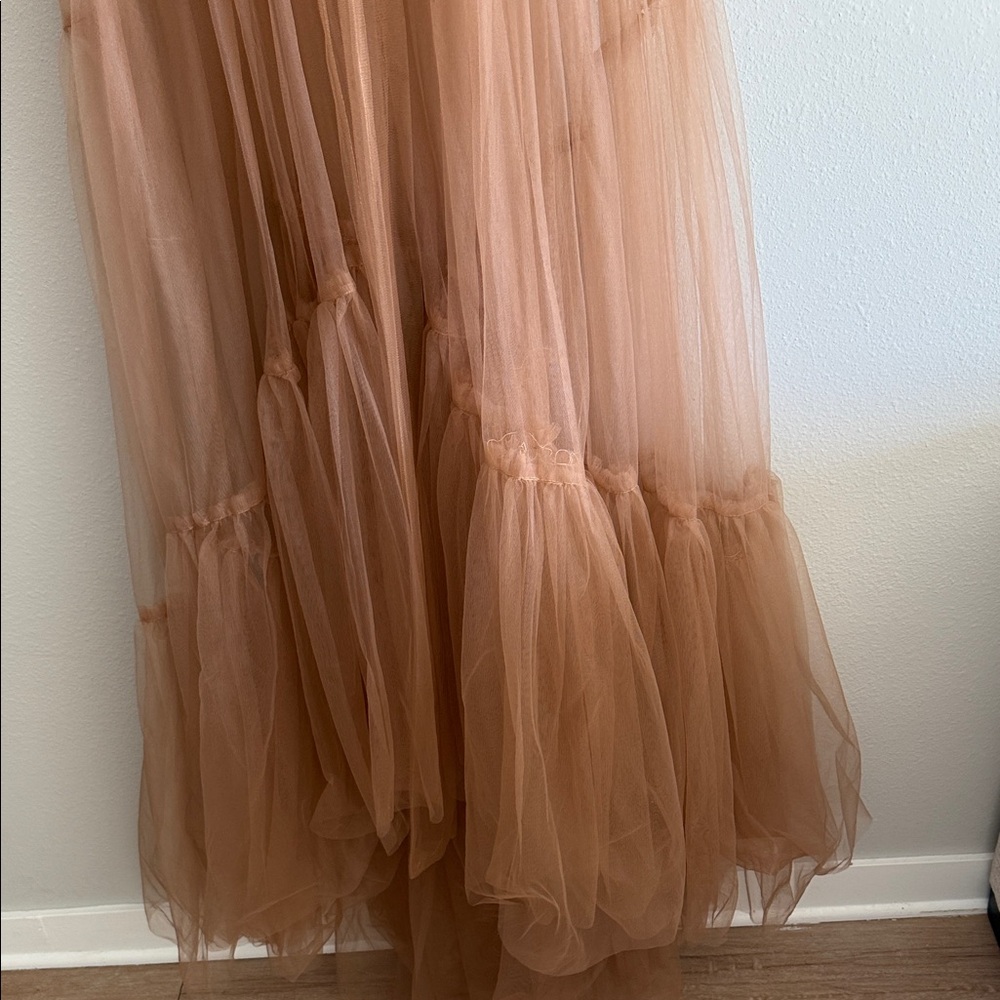 Sheer Ruffle Sleeve Maxi Robe in Cinnamon - Picture 3 of 3